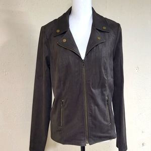 Style & Co. fern green faux suede zip-up jacket, small